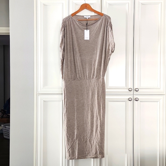NWT REISS | Evelyn Drapey Jersey Dress - Nude - Picture 7 of 11